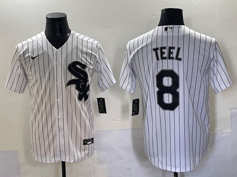 Men 2025 Chicago White Sox #8 Teel White Stripe Game Nike MLB Jersey style 1